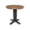 International Concepts 36 in. Solid Wood Round Top Dining Table with 2 Counter Height Stools in Hickory/Washed Coal K45-36RT-23B-S102-2 - alternate 4